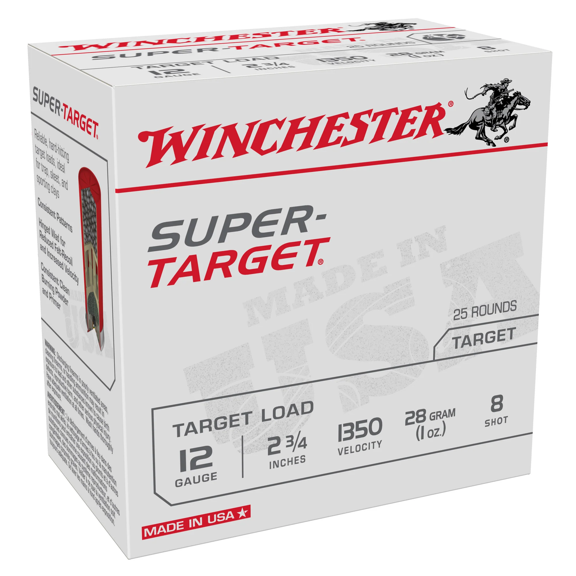 Winchester Super-Target 12 Gauge 2-3/4in #8 Lead Shot 1 oz 25-Round Target Loads TRGT13508