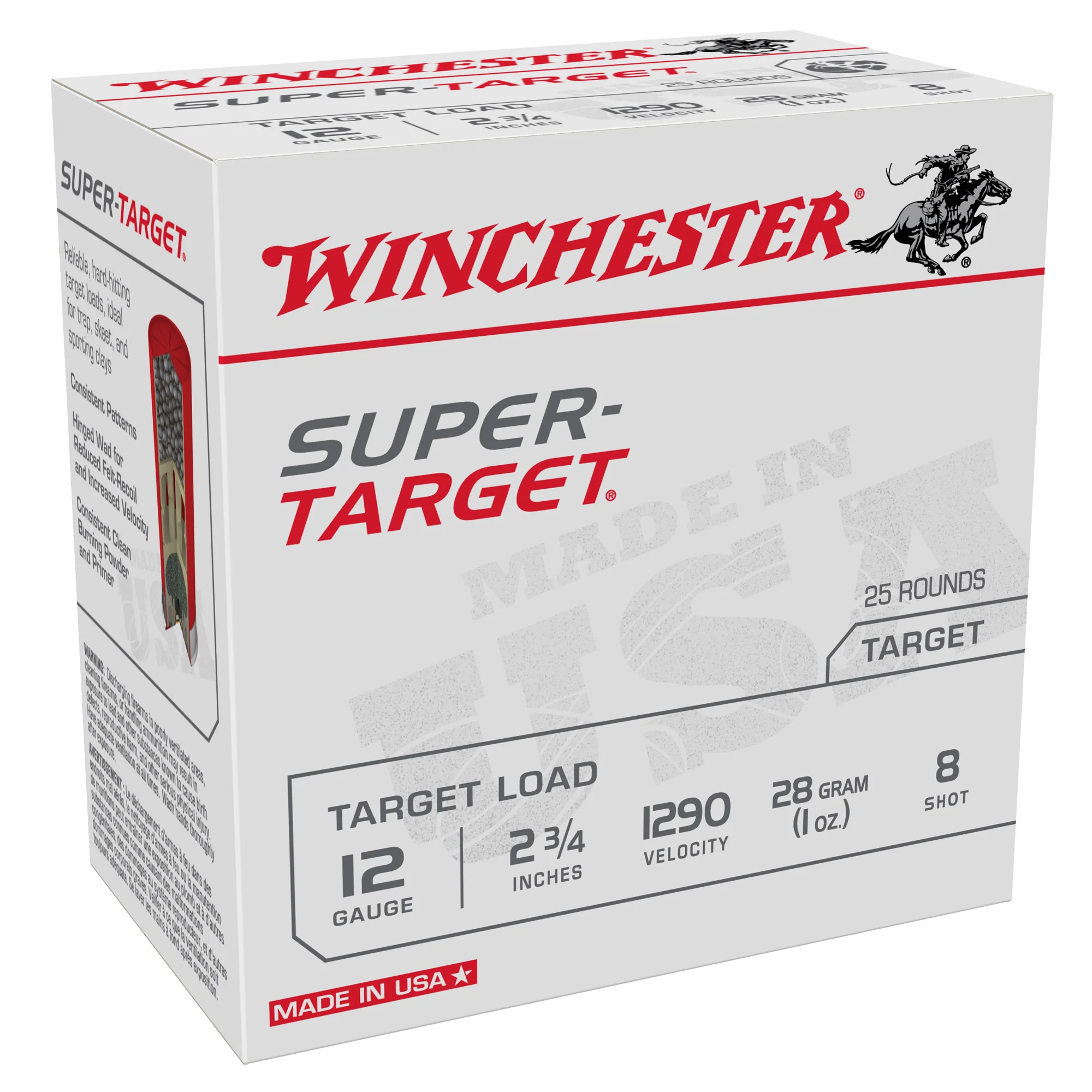 Winchester Super-Target 12 Gauge 2-3/4in #8 Lead Shot 1oz 1290 FPS Shotshells TRGT12908