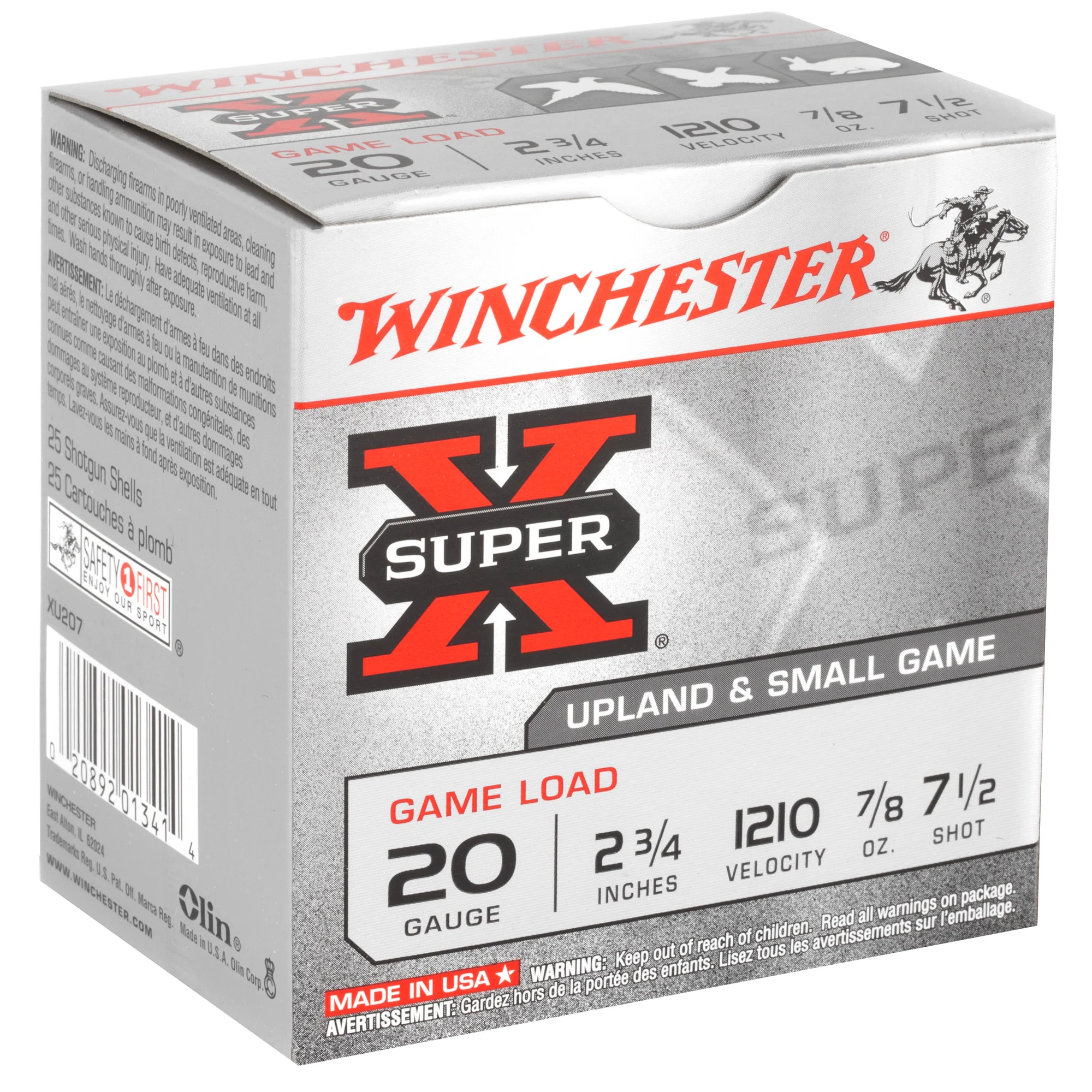 Winchester Super X Game Load 20 Gauge 2 3/4in No. 7.5 Lead Shot 25rd Shotshells XU207 - Image 2