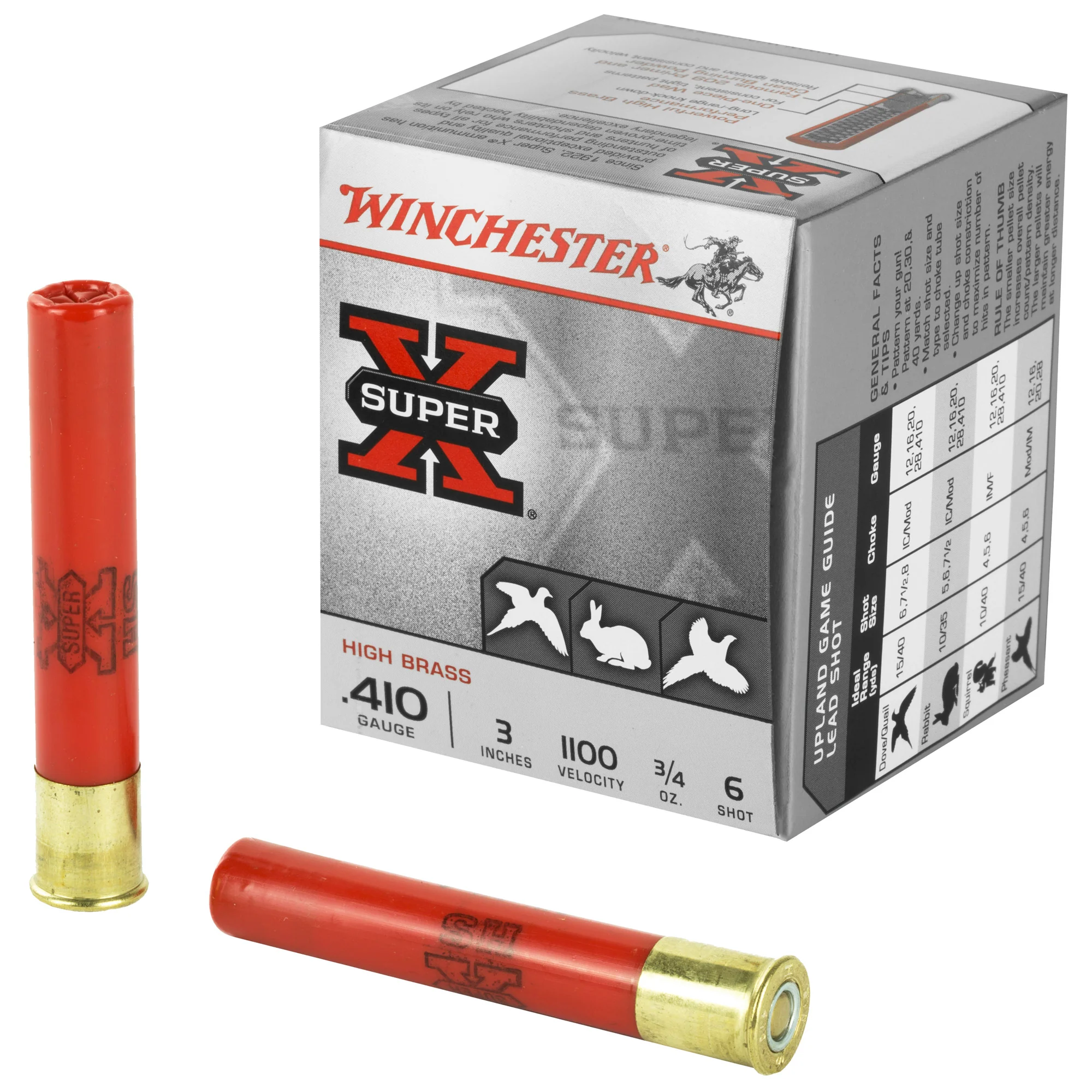 Winchester Super-X High Brass .410 Bore Shotshells 3in 3/4oz #6 Shot 25ct X413H6