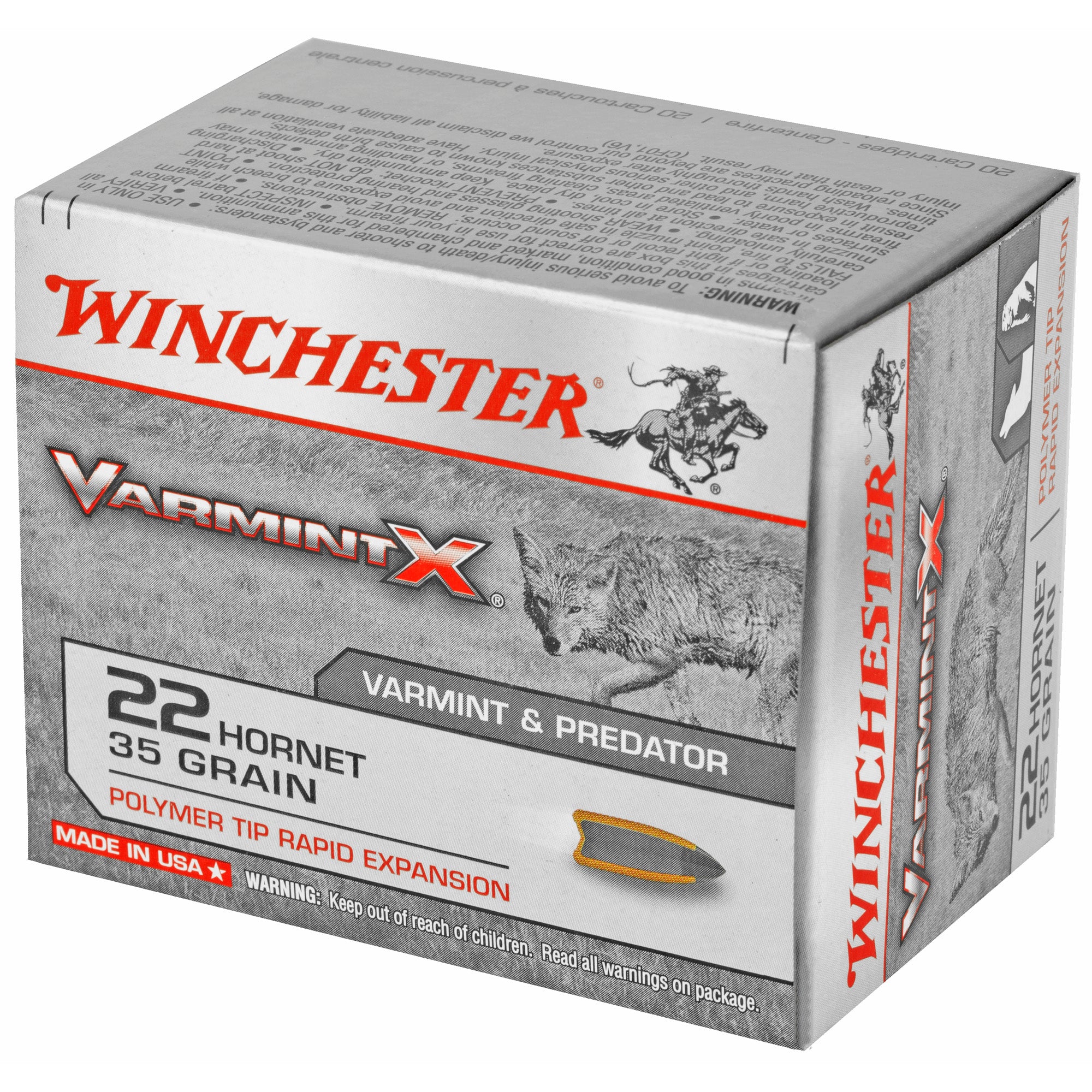 Winchester Varmint X .22 Hornet 35gr Polymer Tip Rapid Expansion Ammo 20/200 X22P - Image 3