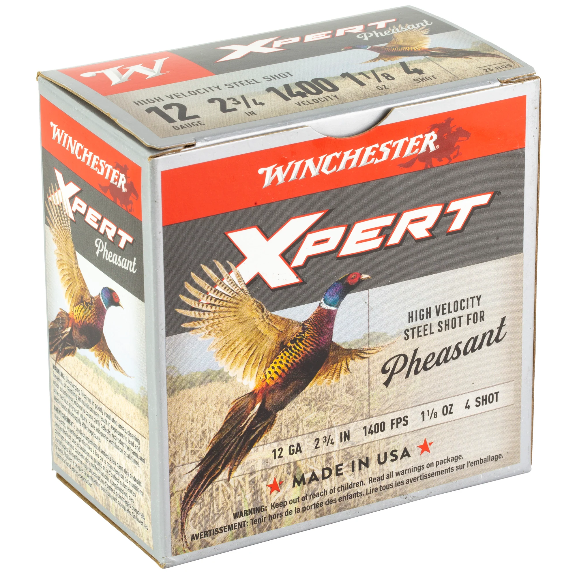 Winchester Xpert Pheasant Lead-Free Steel 12 Gauge 2-3/4in #4 Shot 1-1/8 oz 1400 FPS WEXP12H4 - Image 2